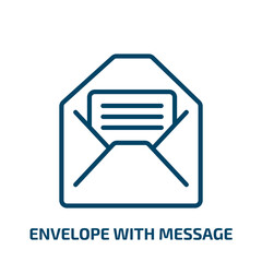 Poster - envelope with message icon from user interface collection. Thin linear envelope with message, mail, envelope outline icon isolated on white background. Line vector envelope with message sign, symbol