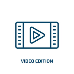 Poster - video edition icon from user interface collection. Thin linear video edition, video, camera outline icon isolated on white background. Line vector video edition sign, symbol for web and mobile