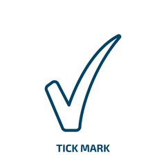 Poster - tick mark icon from user interface collection. Thin linear tick mark, tick, mark outline icon isolated on white background. Line vector tick mark sign, symbol for web and mobile