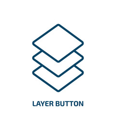 Poster - layer button icon from user interface collection. Thin linear layer button, button, computer outline icon isolated on white background. Line vector layer button sign, symbol for web and mobile
