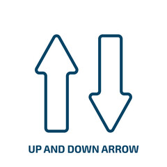 Poster - up and down arrow icon from user interface collection. Thin linear up and down arrow, arrow, down outline icon isolated on white background. Line vector up and down arrow sign, symbol for web and