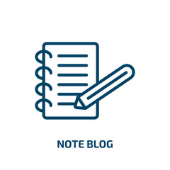 Poster - note blog icon from user interface collection. Thin linear note blog, blog, note outline icon isolated on white background. Line vector note blog sign, symbol for web and mobile