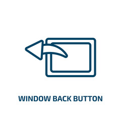 Poster - window back button icon from user interface collection. Thin linear window back button, window, back outline icon isolated on white background. Line vector window back button sign, symbol for web and