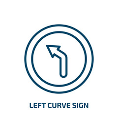 Poster - left curve sign icon from user interface collection. thin linear left curve sign, curve, arrow outli