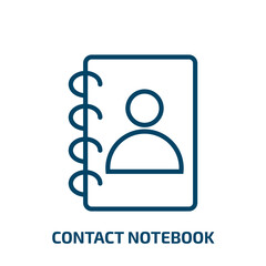 Poster - contact notebook icon from user interface collection. Thin linear contact notebook, notebook, phone outline icon isolated on white background. Line vector contact notebook sign, symbol for web and
