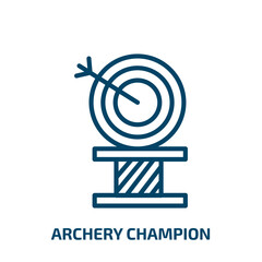 Poster - archery champion icon from user interface collection. Thin linear archery champion, game, competition outline icon isolated on white background. Line vector archery champion sign, symbol for web and