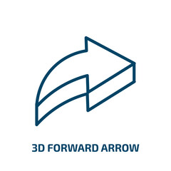 Poster - 3d forward arrow icon from user interface collection. Thin linear 3d forward arrow, arrow, forward outline icon isolated on white background. Line vector 3d forward arrow sign, symbol for web and