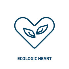 Poster - ecologic heart icon from user interface collection. Thin linear ecologic heart, heart, love outline icon isolated on white background. Line vector ecologic heart sign, symbol for web and mobile