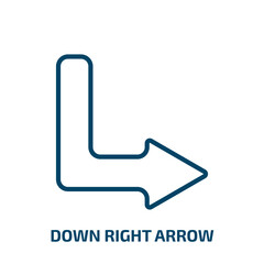 Poster - down right arrow icon from user interface collection. thin linear down right arrow, next, down outli