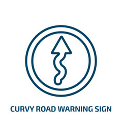Poster - curvy road warning sign icon from user interface collection. Thin linear curvy road warning sign, roadsign, danger outline icon isolated on white background. Line vector curvy road warning sign sign,