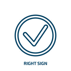 Poster - right sign icon from user interface collection. thin linear right sign, right, correct outline icon 