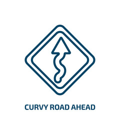 Poster - curvy road ahead icon from user interface collection. Thin linear curvy road ahead, curve, ahead outline icon isolated on white background. Line vector curvy road ahead sign, symbol for web and mobile