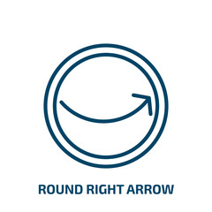 Poster - round right arrow icon from user interface collection. Thin linear round right arrow, arrow, up outline icon isolated on white background. Line vector round right arrow sign, symbol for web and mobile