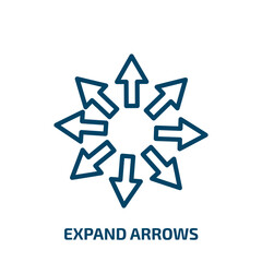 Poster - expand arrows icon from user interface collection. Thin linear expand arrows, arrow, expand outline icon isolated on white background. Line vector expand arrows sign, symbol for web and mobile