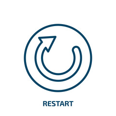 Wall Mural - restart icon from user interface collection. Thin linear restart, reload, arrow outline icon isolated on white background. Line vector restart sign, symbol for web and mobile