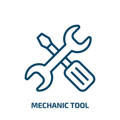 Poster - mechanic tool icon from user interface collection. Thin linear mechanic tool, work, equipment outline icon isolated on white background. Line vector mechanic tool sign, symbol for web and mobile