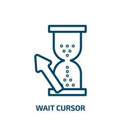 Poster - wait cursor icon from user interface collection. Thin linear wait cursor, arrow, mouse outline icon isolated on white background. Line vector wait cursor sign, symbol for web and mobile