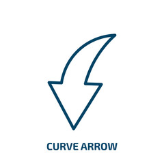 Poster - curve arrow icon from user interface collection. Thin linear curve arrow, arrow, button outline icon isolated on white background. Line vector curve arrow sign, symbol for web and mobile