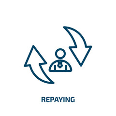 Poster - repaying icon from user interface collection. Thin linear repaying, arrow, repay outline icon isolated on white background. Line vector repaying sign, symbol for web and mobile