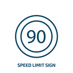 Poster - speed limit sign icon from traffic signs collection. Thin linear speed limit sign, speed, limit outline icon isolated on white background. Line vector speed limit sign sign, symbol for web and mobile