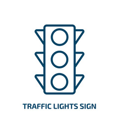 Poster - traffic lights sign icon from traffic signs collection. Thin linear traffic lights sign, road, transport outline icon isolated on white background. Line vector traffic lights sign sign, symbol for web