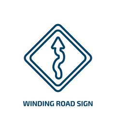Poster - winding road sign icon from traffic signs collection. thin linear winding road sign, road, traffic o