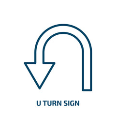 Poster - u turn sign icon from traffic signs collection. Thin linear u turn sign, road, street outline icon isolated on white background. Line vector u turn sign sign, symbol for web and mobile