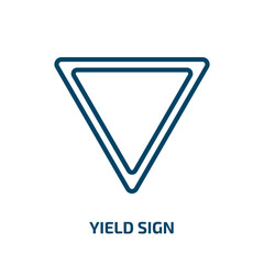 Poster - yield sign icon from traffic signs collection. Thin linear yield sign, road, street outline icon isolated on white background. Line vector yield sign sign, symbol for web and mobile