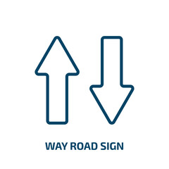 Poster - way road sign icon from traffic signs collection. Thin linear way road sign, arrow, danger outline icon isolated on white background. Line vector way road sign sign, symbol for web and mobile