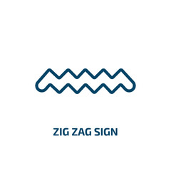 Poster - zig zag sign icon from traffic signs collection. thin linear zig zag sign, template, zig zag outline