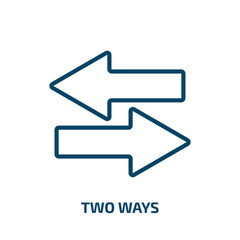 Poster - two ways icon from traffic signs collection. Thin linear two ways, arrow, two outline icon isolated on white background. Line vector two ways sign, symbol for web and mobile