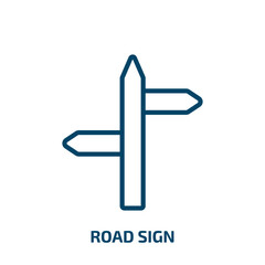 Poster - road sign icon from traffic signs collection. Thin linear road sign, road, street outline icon isolated on white background. Line vector road sign sign, symbol for web and mobile