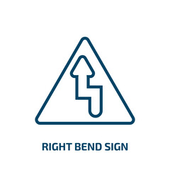 Poster - right bend sign icon from traffic signs collection. thin linear right bend sign, arrow, bend outline