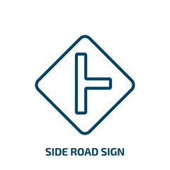 Poster - side road sign icon from traffic signs collection. Thin linear side road sign, road, side outline icon isolated on white background. Line vector side road sign sign, symbol for web and mobile