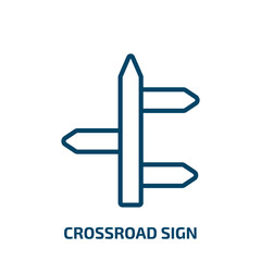 Poster - crossroad sign icon from traffic signs collection. Thin linear crossroad sign, road, traffic outline icon isolated on white background. Line vector crossroad sign sign, symbol for web and mobile