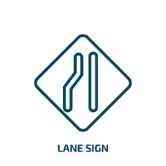 Poster - lane sign icon from traffic signs collection. Thin linear lane sign, road, lane outline icon isolated on white background. Line vector lane sign sign, symbol for web and mobile