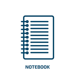 Poster - notebook icon from army collection. Thin linear notebook, notepad, button outline icon isolated on white background. Line vector notebook sign, symbol for web and mobile