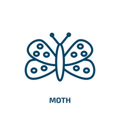 Poster - moth icon from animals collection. Thin linear moth, summer, butterfly outline icon isolated on white background. Line vector moth sign, symbol for web and mobile
