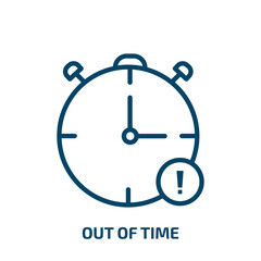 Poster - out of time icon from time management collection. Thin linear out of time, time, deadline outline icon isolated on white background. Line vector out of time sign, symbol for web and mobile
