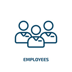 Poster - employees icon from time management collection. Thin linear employees, business, employee outline icon isolated on white background. Line vector employees sign, symbol for web and mobile