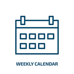 Poster - weekly calendar icon from time and date collection. Thin linear weekly calendar, date, week outline icon isolated on white background. Line vector weekly calendar sign, symbol for web and mobile