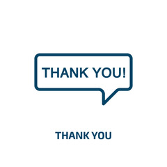 Poster - thank you icon from thanksgiving collection. Thin linear thank you, card, label outline icon isolated on white background. Line vector thank you sign, symbol for web and mobile