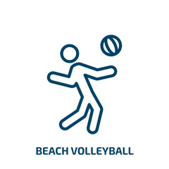 Poster - beach volleyball icon from summer collection. Thin linear beach volleyball, volleyball, beach outline icon isolated on white background. Line vector beach volleyball sign, symbol for web and mobile