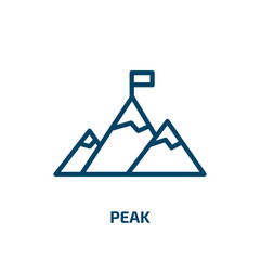 Poster - peak icon from success collection. Thin linear peak, mountain, top outline icon isolated on white background. Line vector peak sign, symbol for web and mobile