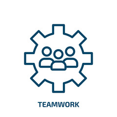 Poster - teamwork icon from strategy collection. Thin linear teamwork, partnership, work outline icon isolated on white background. Line vector teamwork sign, symbol for web and mobile