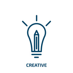 Poster - creative icon from strategy collection. Thin linear creative, idea, simple outline icon isolated on white background. Line vector creative sign, symbol for web and mobile