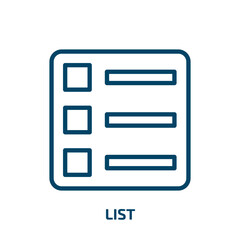 Poster - list icon from strategy collection. thin linear list, note, document outline icon isolated on white 