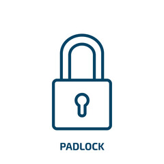 Poster - padlock icon from strategy collection. Thin linear padlock, password, lock outline icon isolated on white background. Line vector padlock sign, symbol for web and mobile