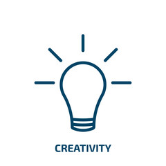 Poster - creativity icon from strategy collection. Thin linear creativity, idea, simple outline icon isolated on white background. Line vector creativity sign, symbol for web and mobile