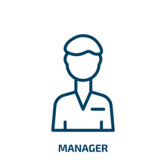 Poster - manager icon from strategy collection. Thin linear manager, business, communication outline icon isolated on white background. Line vector manager sign, symbol for web and mobile